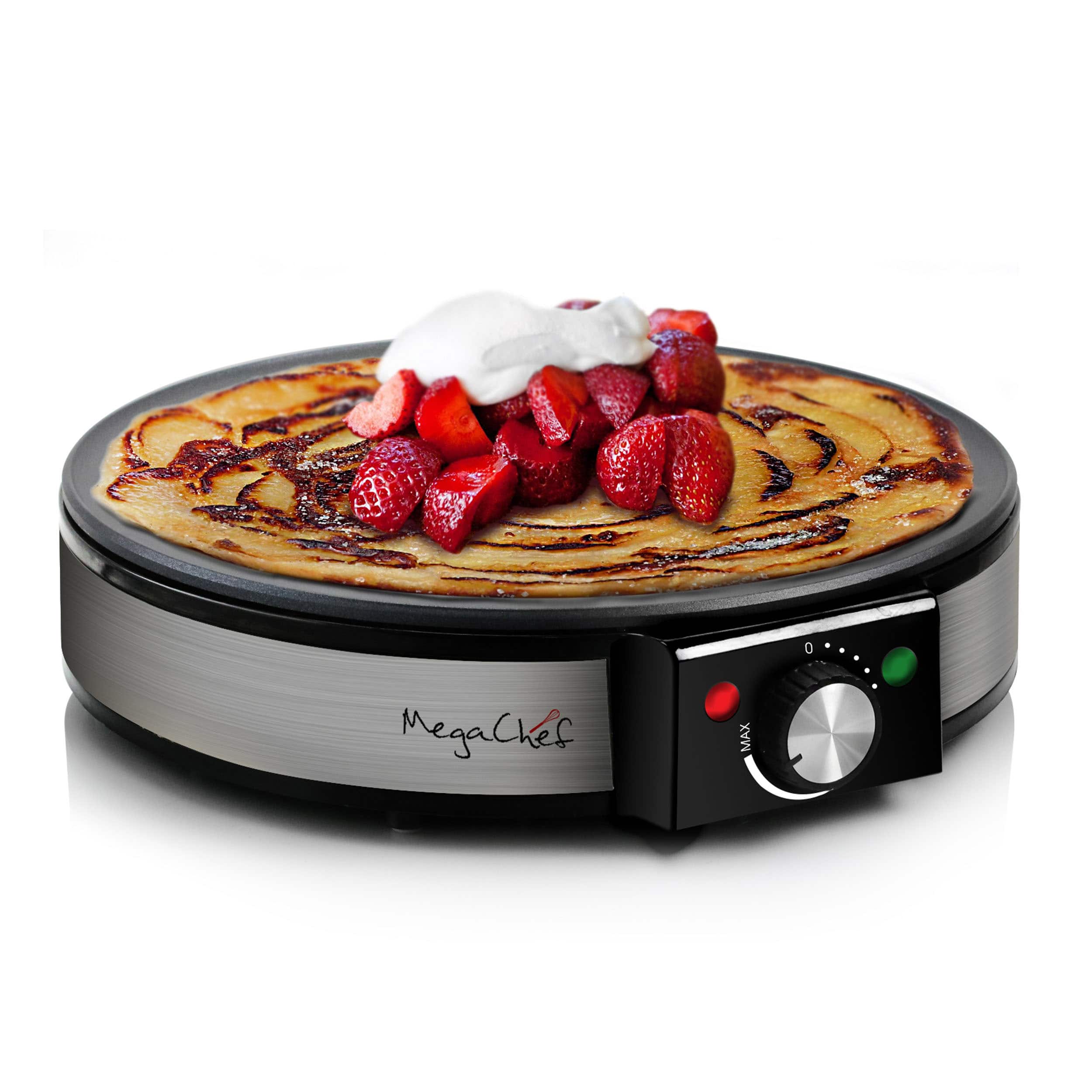MegaChef - Nonstick Crepe and Pancake Maker Breakfast Griddle - Silver
