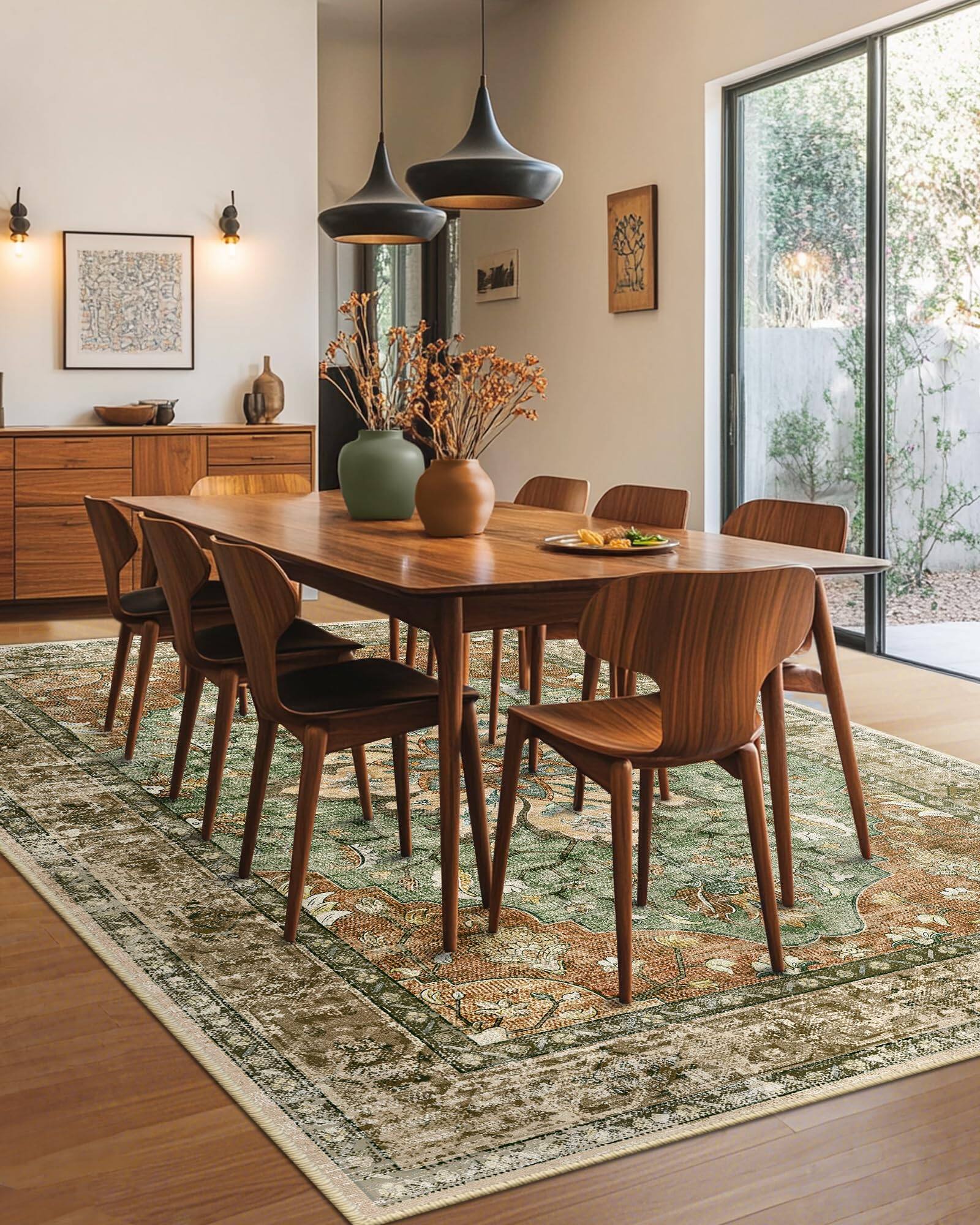 Alt View 6. PARKER SLATER - Area Rugs X10 Washable Non Slip Floral Vintage Distress Print Pattern Medallion Carpet Living Room Bedroom Dining Bri... - Pink.