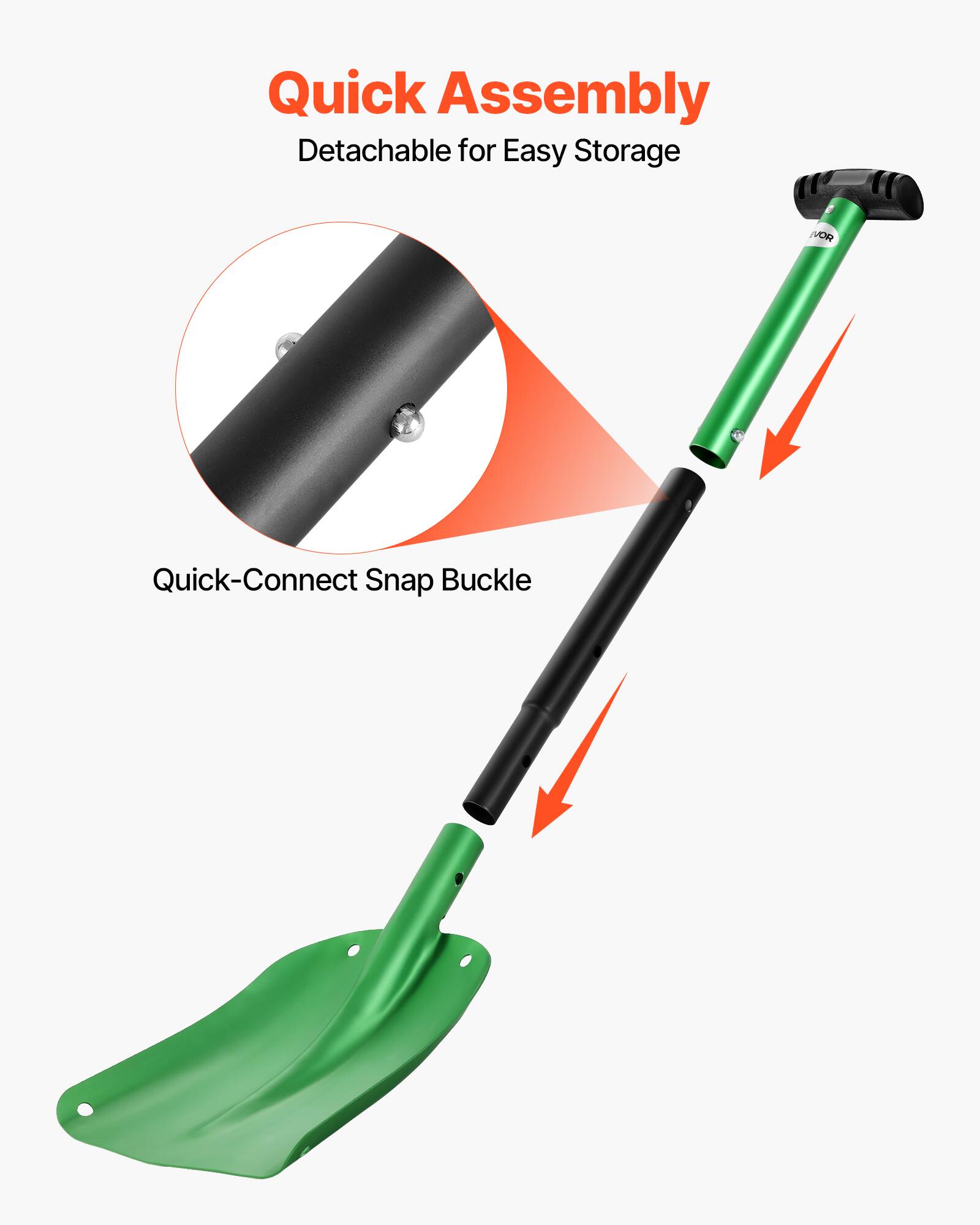 Quick Assembly  
Detachable for Easy Storage  

Quick-Connect Snap Buckle