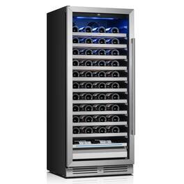 Yeego - 24" Wine Cooler Refrigerator, 89-Bottle Wine Fridge, 40-65°F Compressor Wine Cooler with Glass Door - Stainless Steel