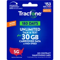 Tracfone - $153 Unlimited Talk and Text, 30GB of Data / 180 Days (Smartphone Only) [Digital] - Front_Zoom