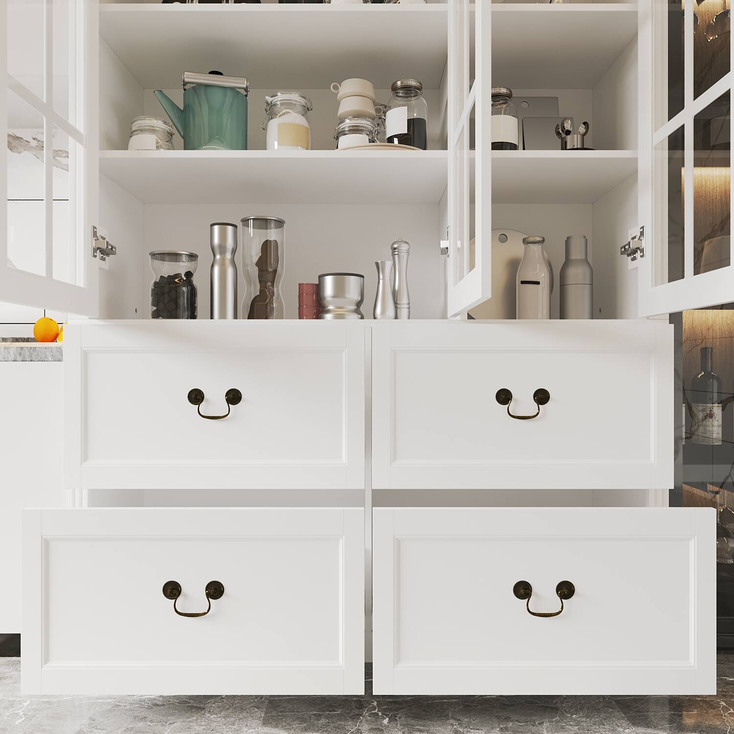 Alt View 6. FUFU & GAGA - FUFU&GAGA Glass - Door Buffet: Safe & Stylish Storage for Dining & Kitchen Pantry Cabinet - White.