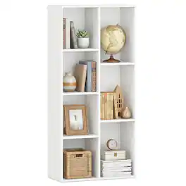 Gymax - 7-Cube Bookcase Vertical or Horizontal Freestanding Bookshelf w/7 Compartments - White