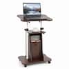 Front. Costway - Costway Mobile Podium Stand, Height Adjustable Laptop Cart with Tilting Top Storage Cabinet - Brown + Black.