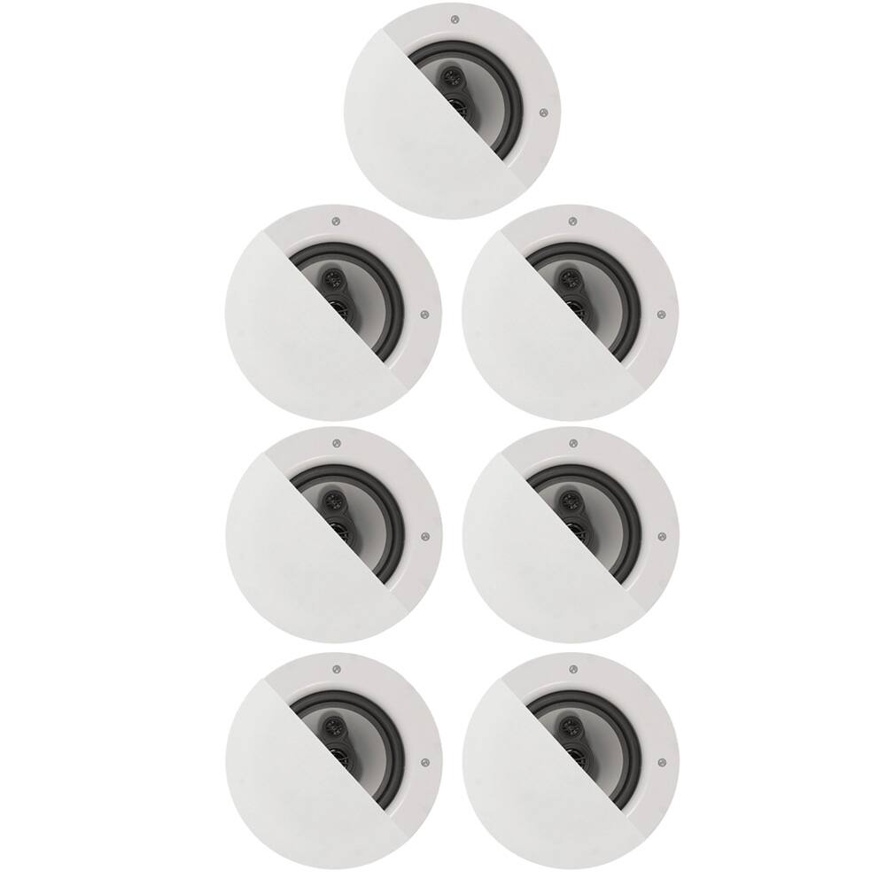 Front. Acoustic Audio by Goldwood - CSic64 Frameless 6.5" in Ceiling 7 Piece Speaker Set 3 Way Home Theater Speakers - Paintable White.