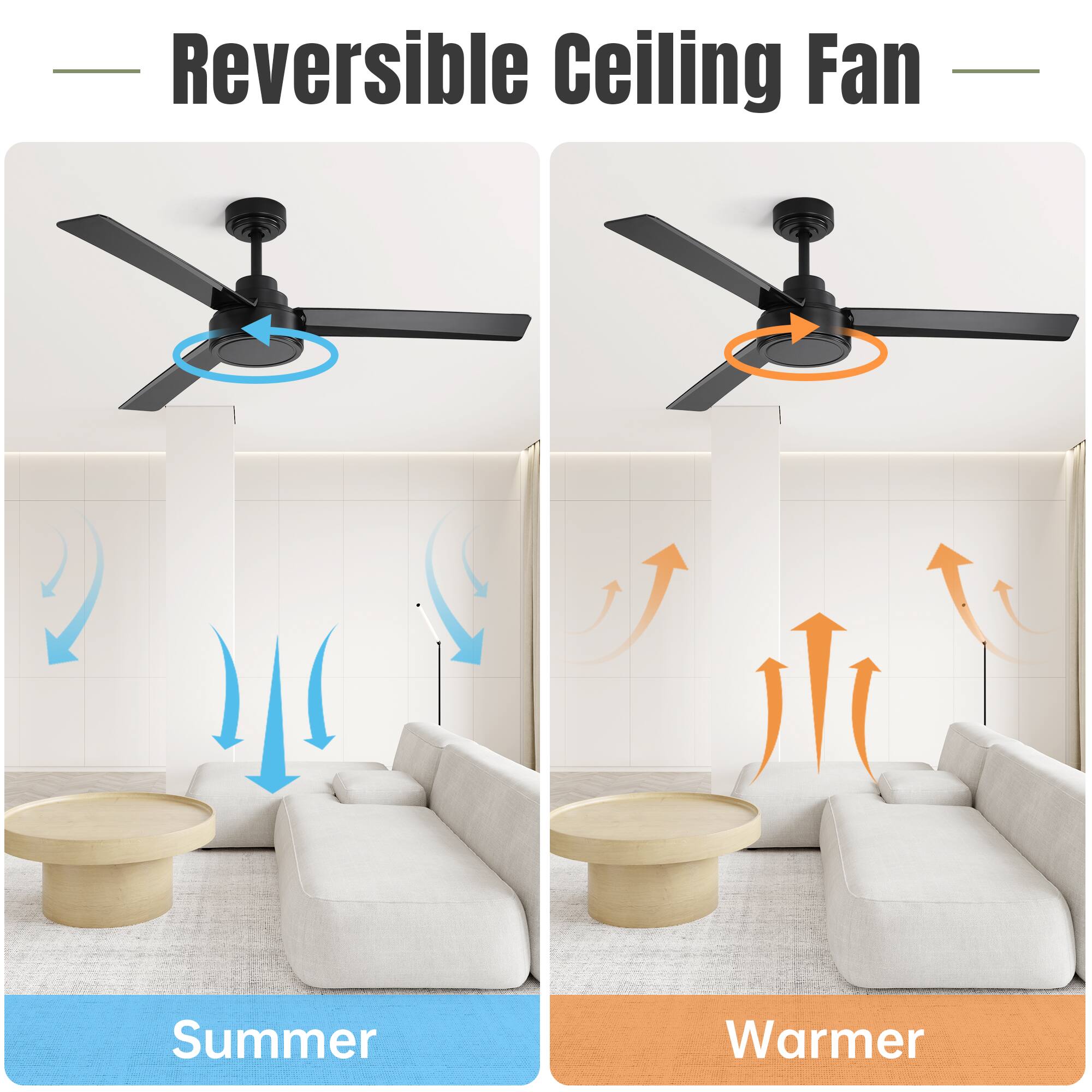 Reversible Ceiling Fan

Summer  
Warmer