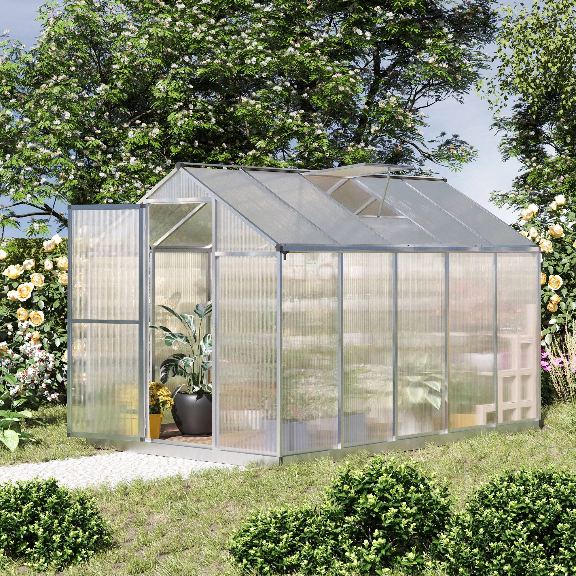 Alt View 1. Outsunny - 10' x 6' Greenhouse for Outdoors, Polycarbonate Greenhouse with Rain Gutter and Roof Vent.