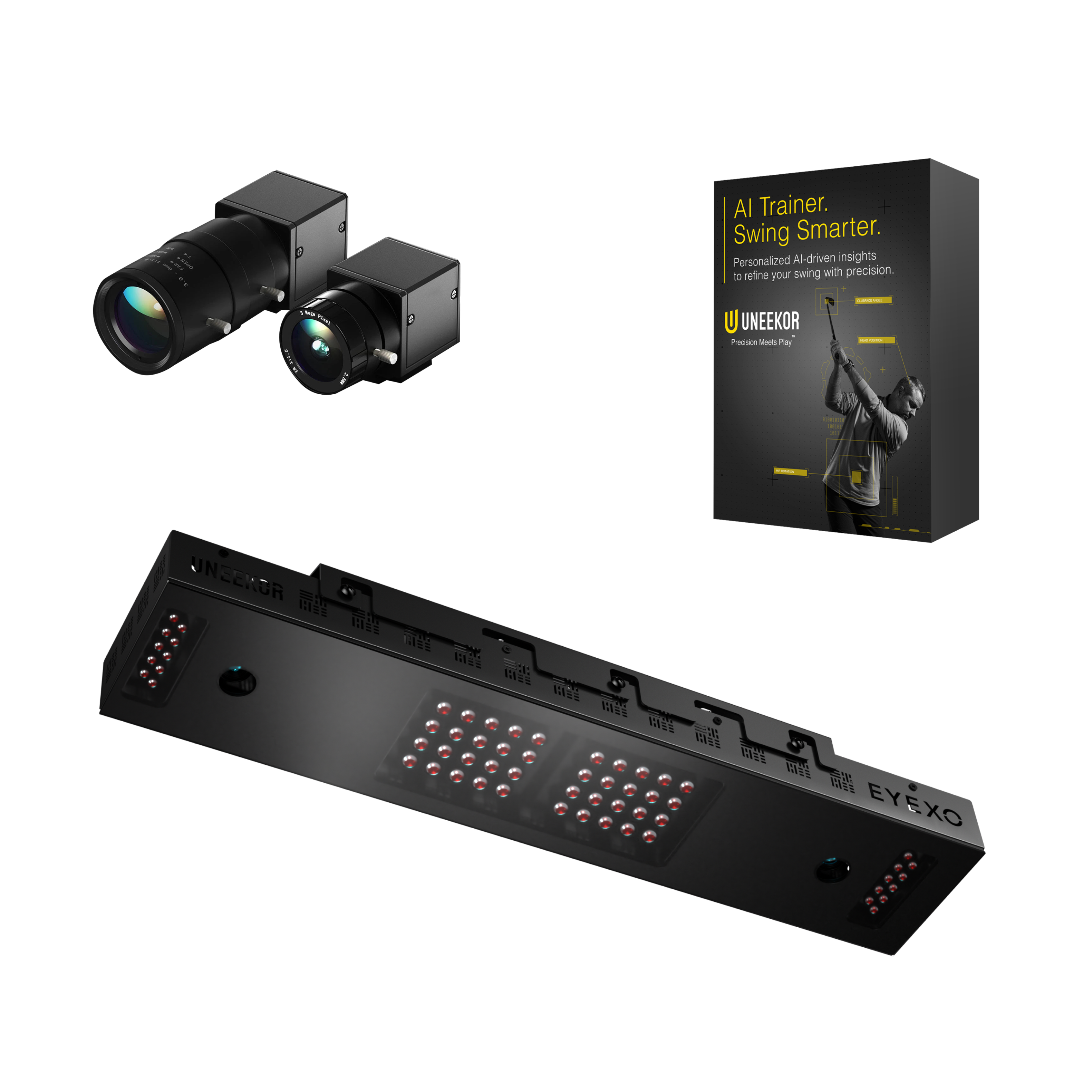 AI Trainer. Swing Smarter. Personalized AI-driven insights to refine your swing with precision.  
UNEKOR  
Precision Meets Play  
EYEXO
