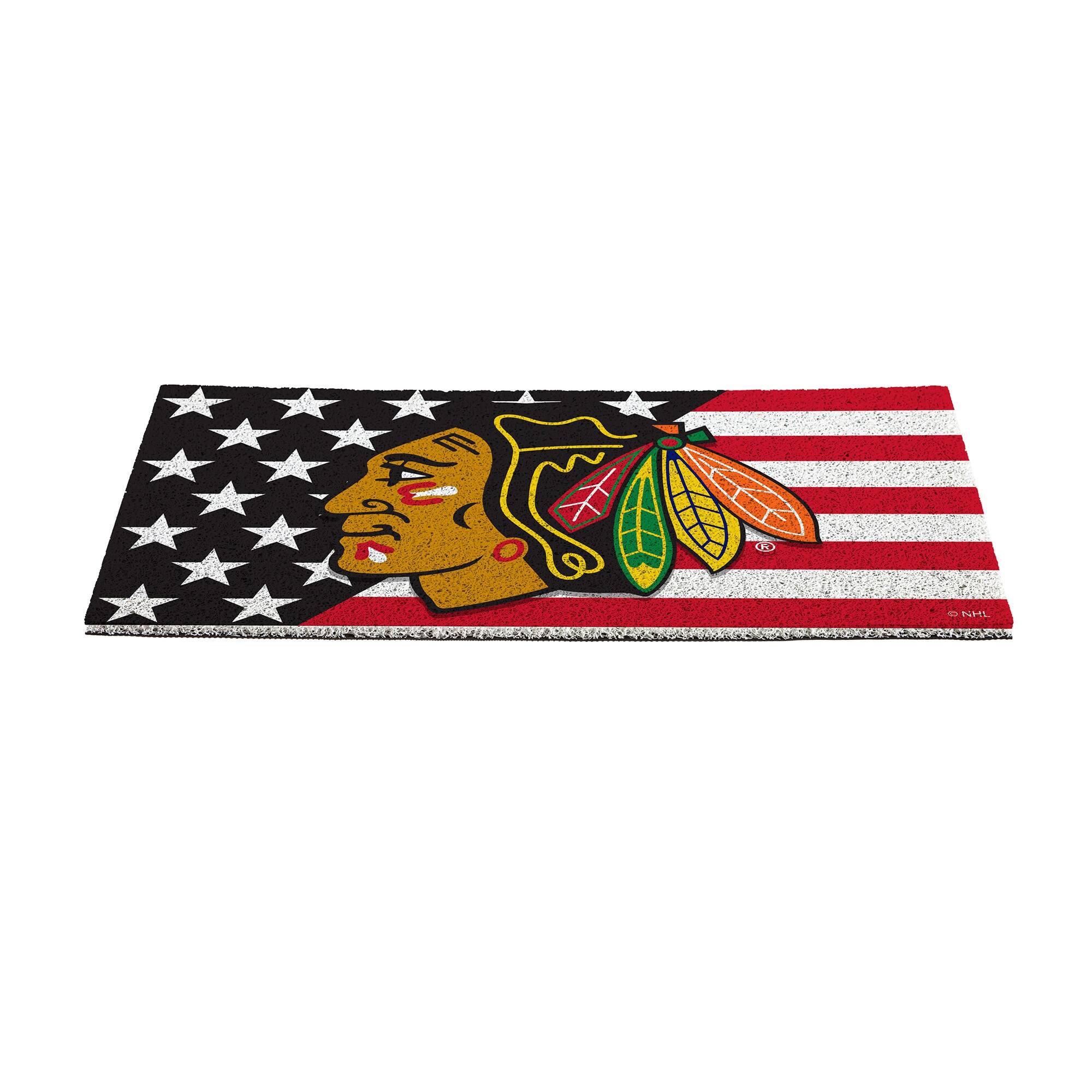 Alt View 2. Evergreen Enterprises - Chicago Blackhawks 16" x 28" Stars & Stripes Patriotic Turf Mat - Multicolor.