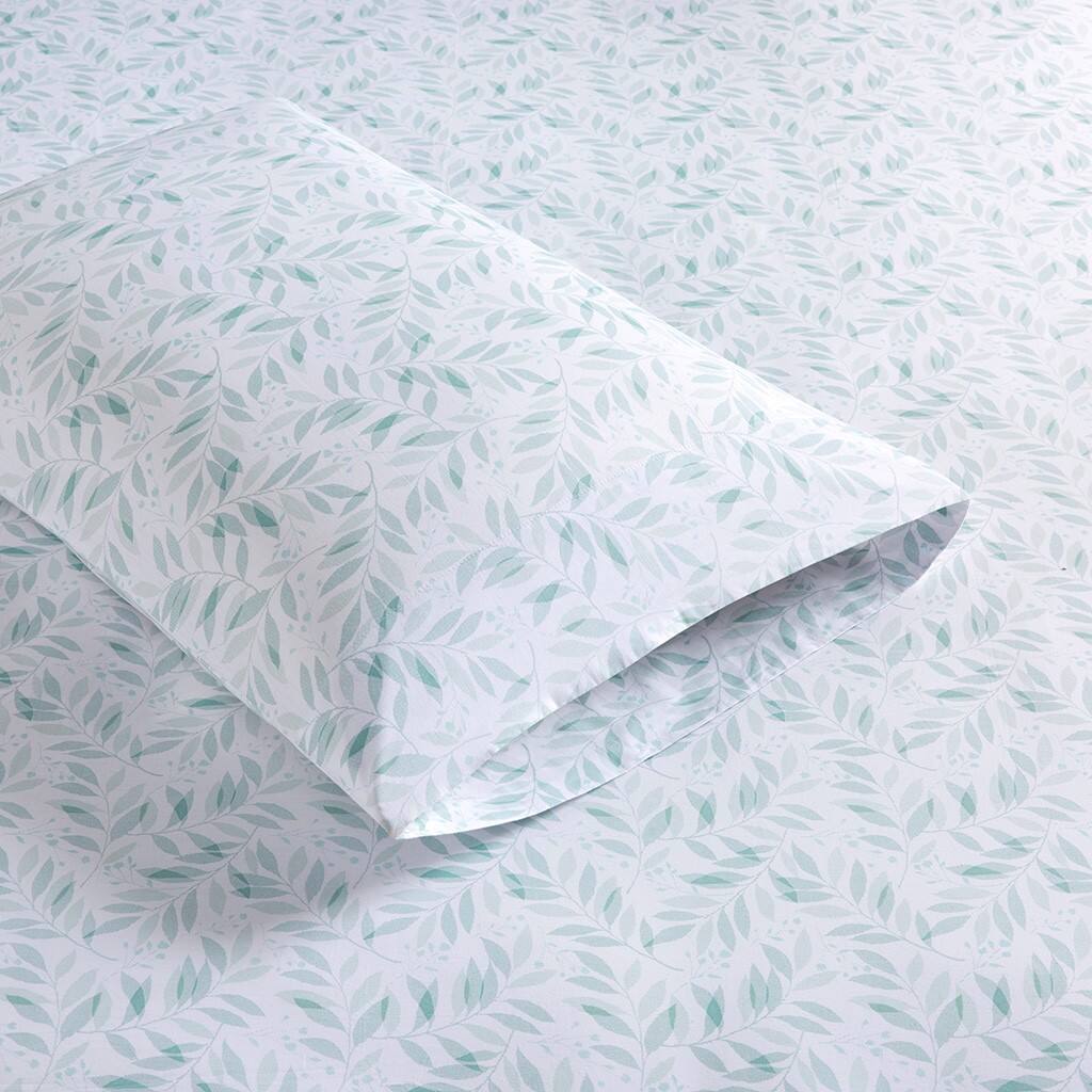 Alt View 3. Gracie Mills - Gracie Mills Esme Breathable Printed Cotton Percale Sheet Set - Green Leaves.