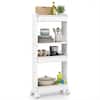 Front. Costway - Costway 4-Tier Rolling Utility Cart with Detachable Trays and Smooth Wheels for Kitchen 15.5" × 9" × 40.5"(L × W × H) - Off White.