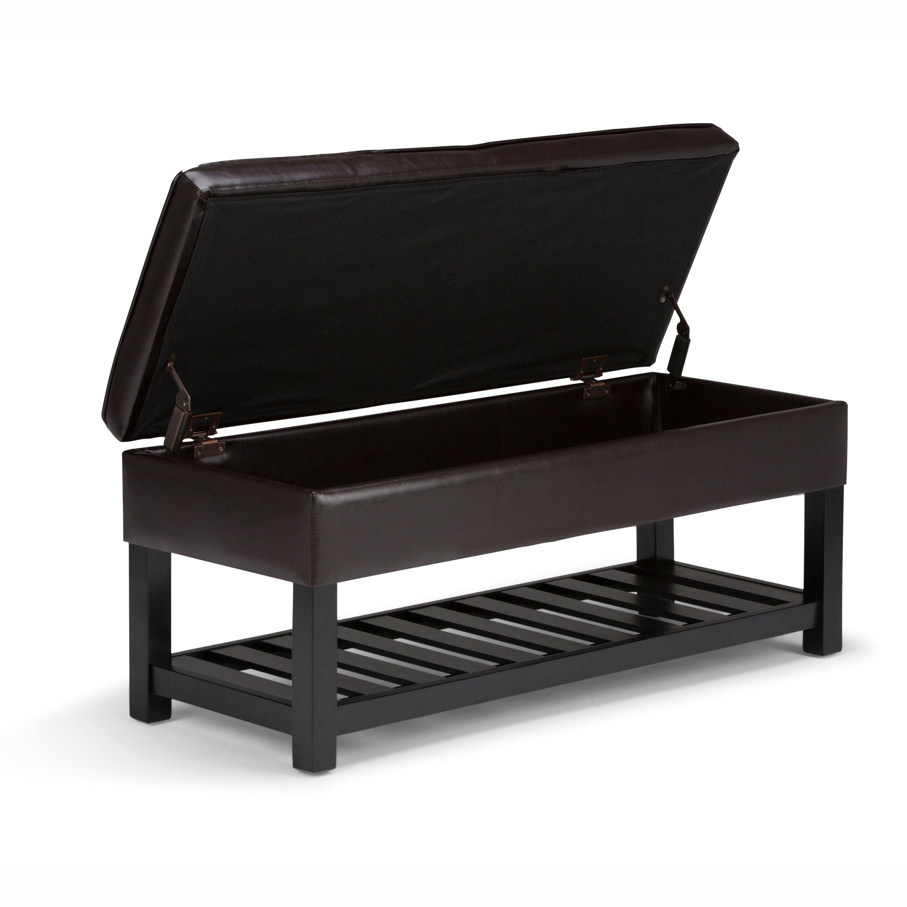 Back. Simpli Home - Cosmopolitan 44 inch Wide Rectangle Storage Ottoman Bench in Tanners Brown Vegan Leather - Tanners Brown.