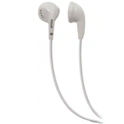 Front. Maxell - 190599 4 ft. Cord EB-95 Stereo Earbuds - White - White.