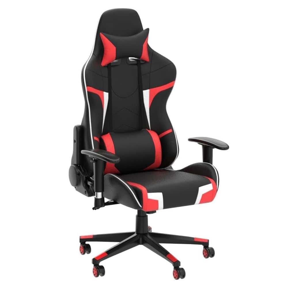 Ecooso - Office Chair Reclining Swivel Massage Gaming Chair with Lumbar Support - Red