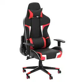 Ecooso - Office Chair Reclining Swivel Massage Gaming Chair with Lumbar Support - Red