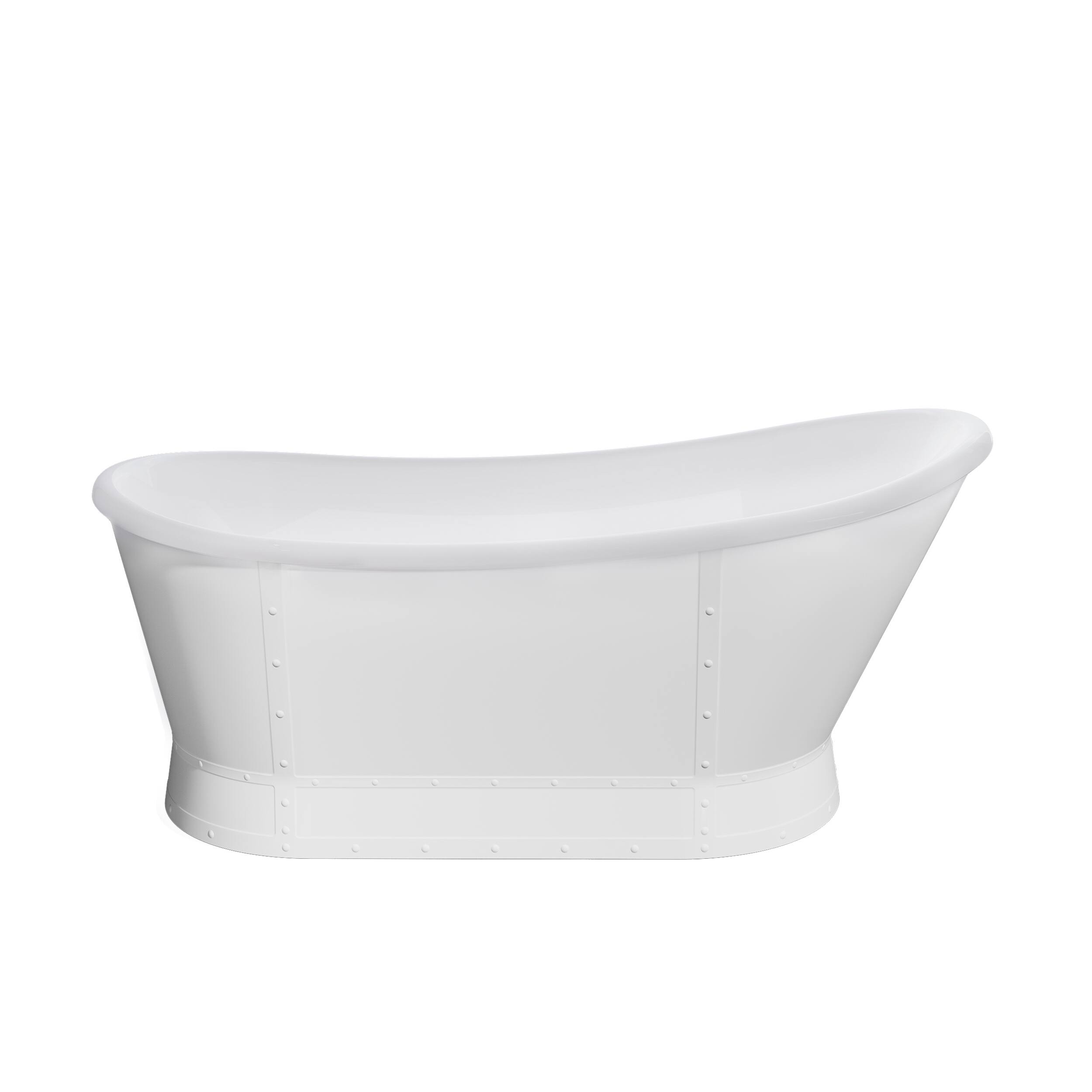 Alt View 9. WELLFOR - Royal 66 in. Acrylic Flat Bottom Double Ended Freestanding Soaking  Bathtub with Drain and Overflow - White.