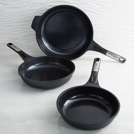 BergHOFF - Leo Phantom 3pc Nonstick Ceramic Fry Pan Set, Recycled - Black