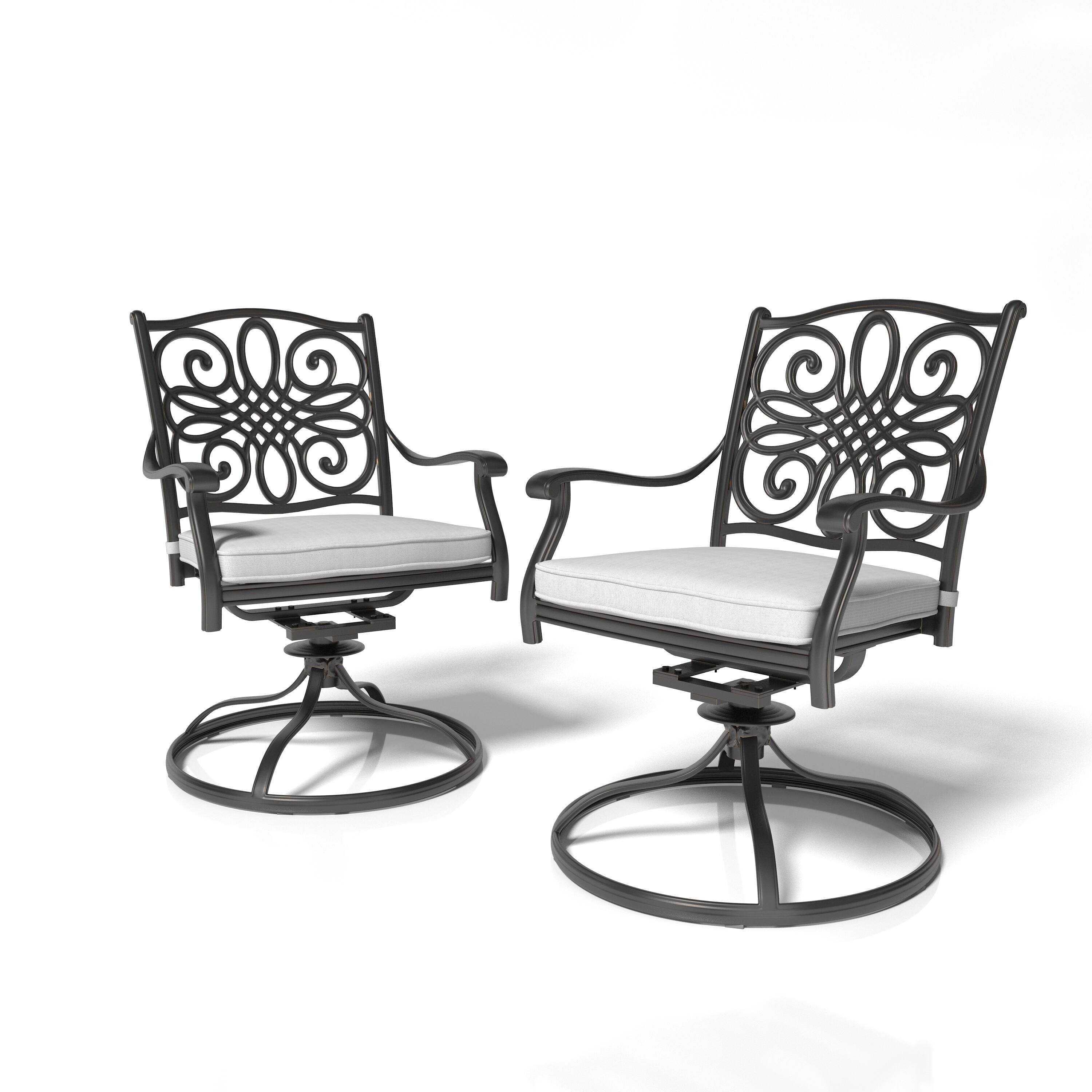 Mondawe - 2 Pieces Cast Aluminum Swivel Chairs with cushion - Gray