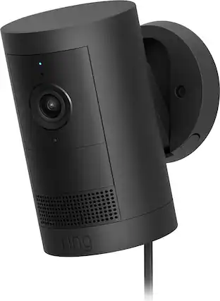 Front. Ring - Outdoor Cam Plus, Plug-In with 2K Video and Ring Vision, Low-Light Sight, and Mount-Anywhere Versatility - Black.