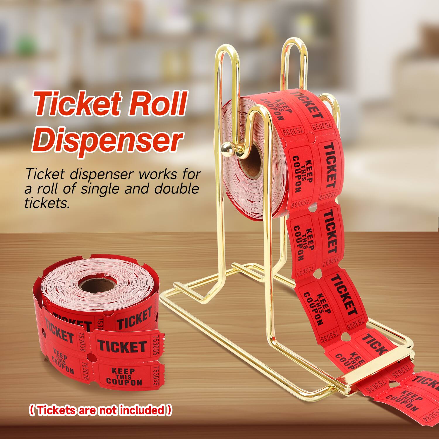 Ticket Roll Dispenser, Ticket dispenser works for a roll of single and double tickets. (Tickets are not included)