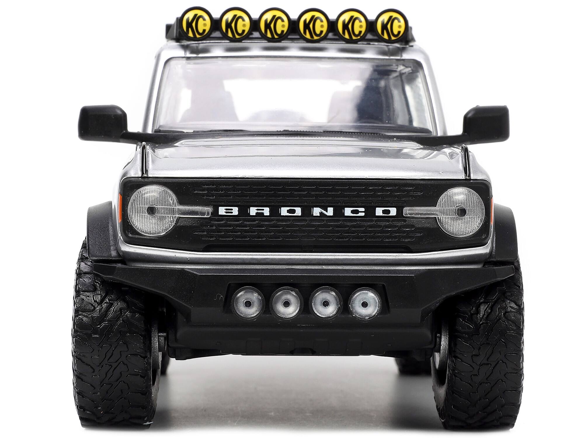 Alt View 4. Jada - 2021 Ford Bronco Gray Metallic "KC HiLiTES" with Extra Wheels "Just Trucks" Series 1/24 Diecast Model Car by Jada - Multicolor.