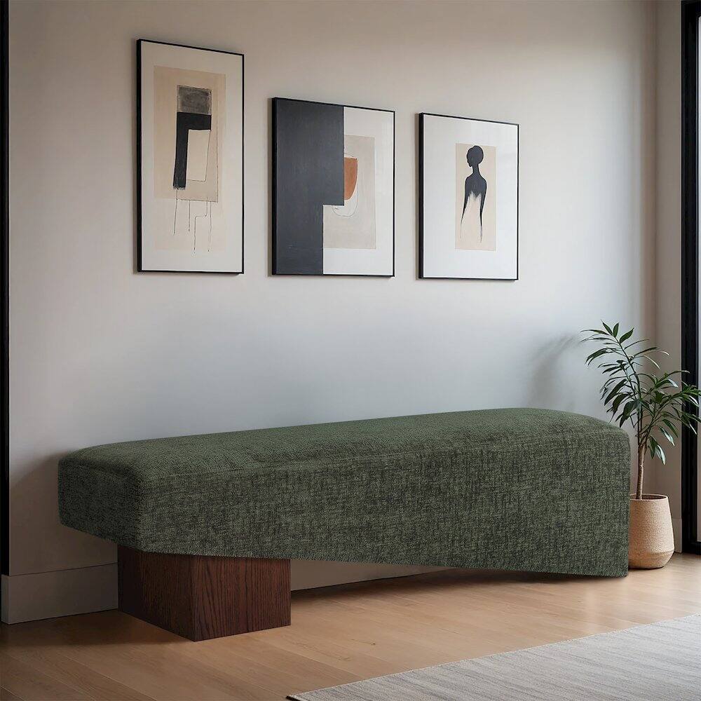 Alt View 1. Meridian Furniture - Alora Green Fabric Bench - Green.