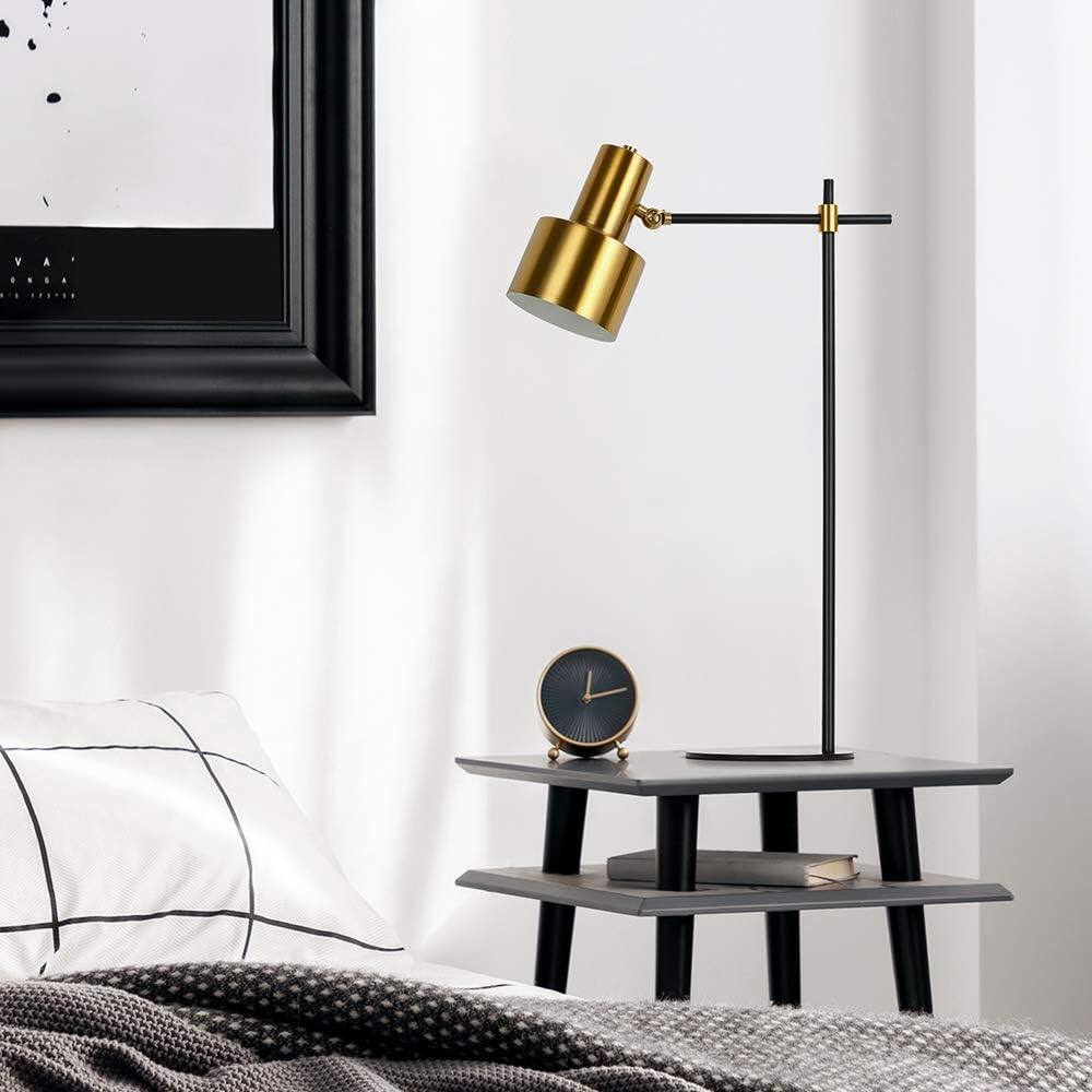 Alt View 2. Oumilen - 24.6in Modern Metal Table Lamp – Black & Gold Adjustable Desk Lamp with Rotatable Head, E26.