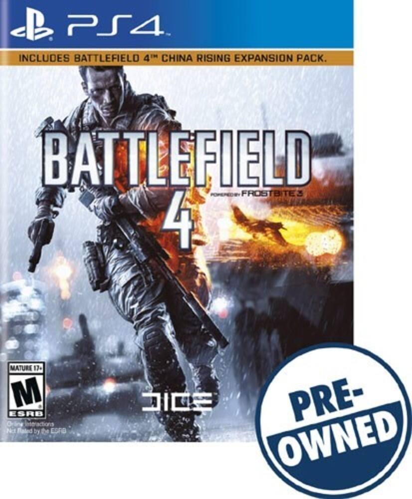 PS4 includes Battlefield 4™ China Rising Expansion Pack. Battlefield powered by Frostbite 3. Mature 17+ M ESRB. Online interactions Not Rated by the ESRB. Pre-Owned.
