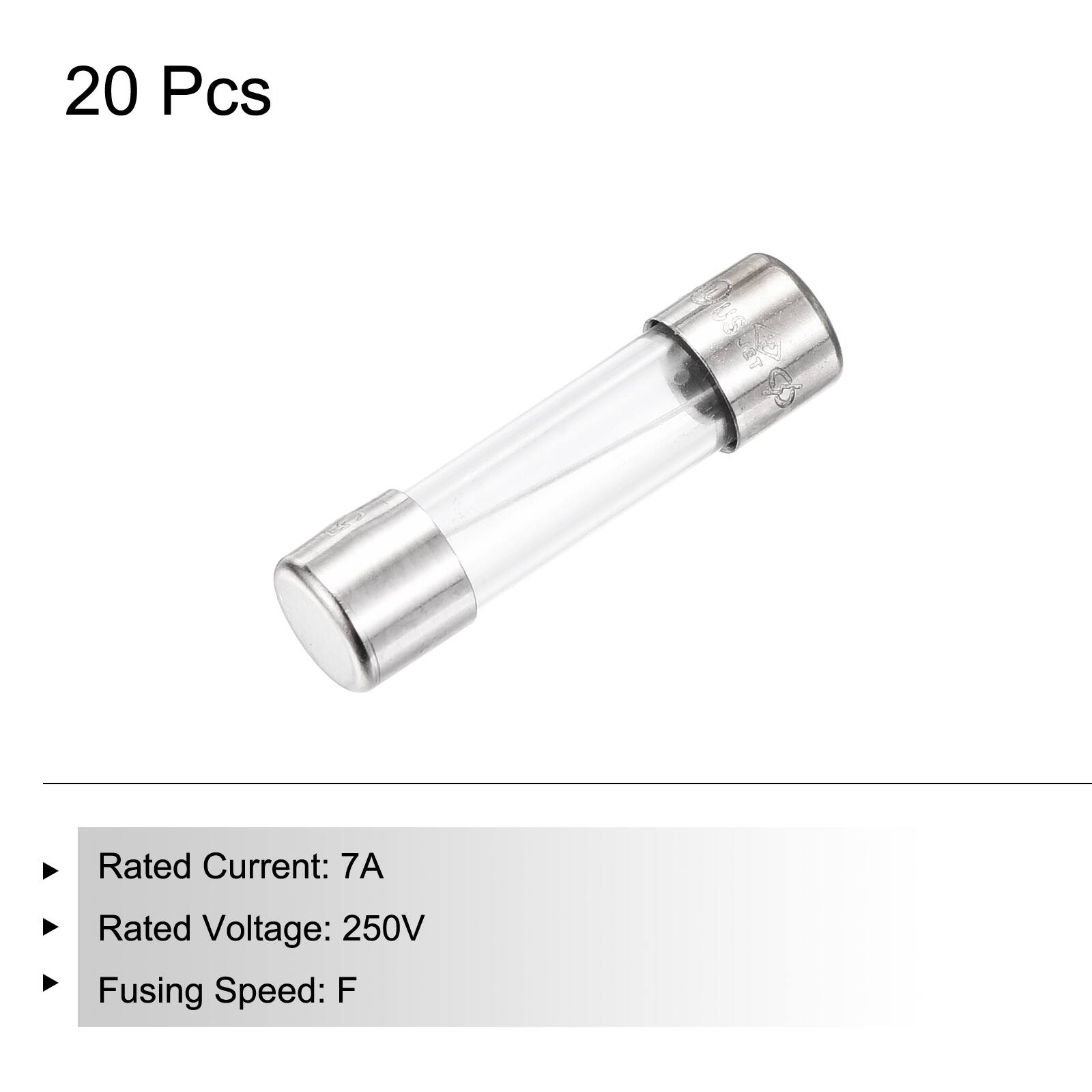 20 Pcs

SE LUS EST

Rated Current: 7A  
Rated Voltage: 250V  
Fusing Speed: F