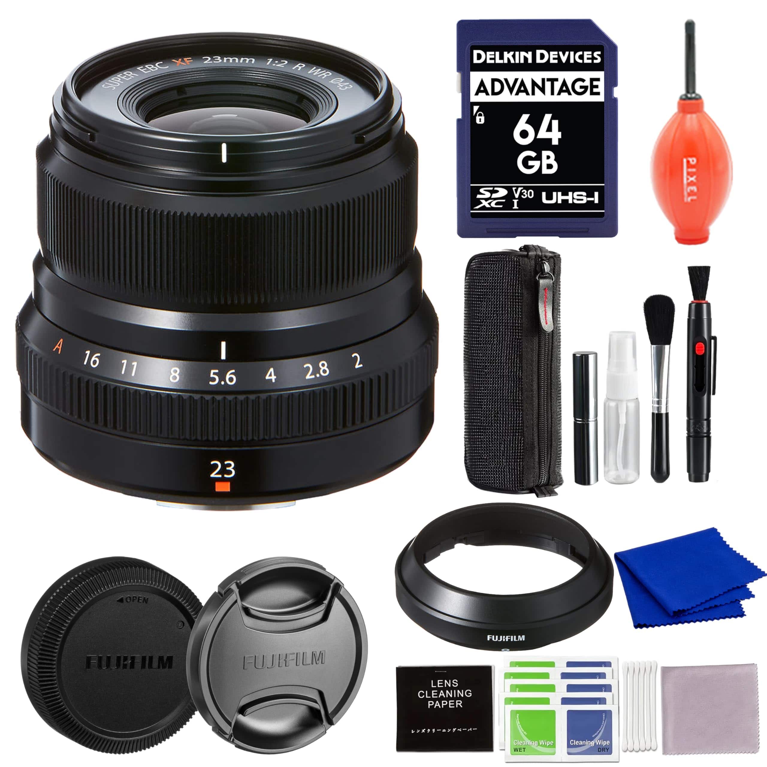 Fujifilm - XF 23mm f/2 R WR Lens (Black) with 64GB SD Card and More Advanced Accessories price history on PriceWatchPro