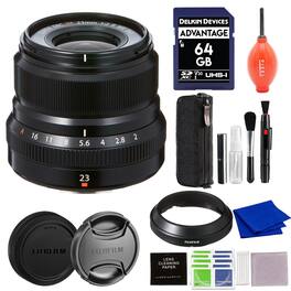 Fujifilm - XF 23mm f/2 R WR Lens (Black) with 64GB SD Card and More Advanced Accessories