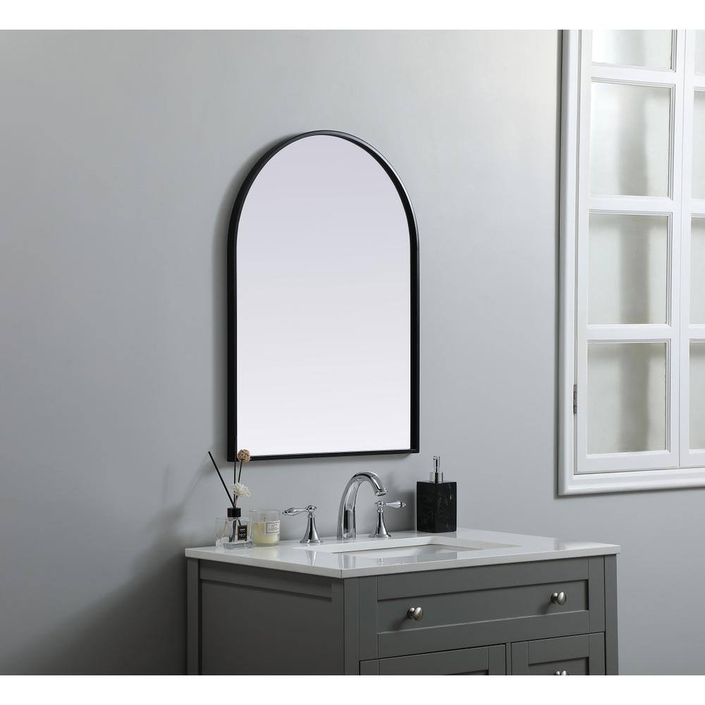 Alt View 2. Elegant Decor - Metal Frame Arch Mirror 22x30 Inch in Black - Black.