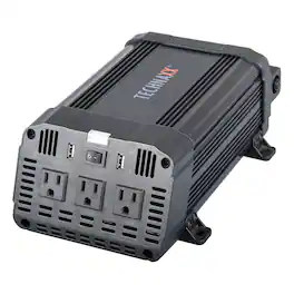 TECHNAXX - 5044 TE16 1,200-Watt Power Inverter, 3 AC Outlets and 2 USB-A Ports, 5044 - Black