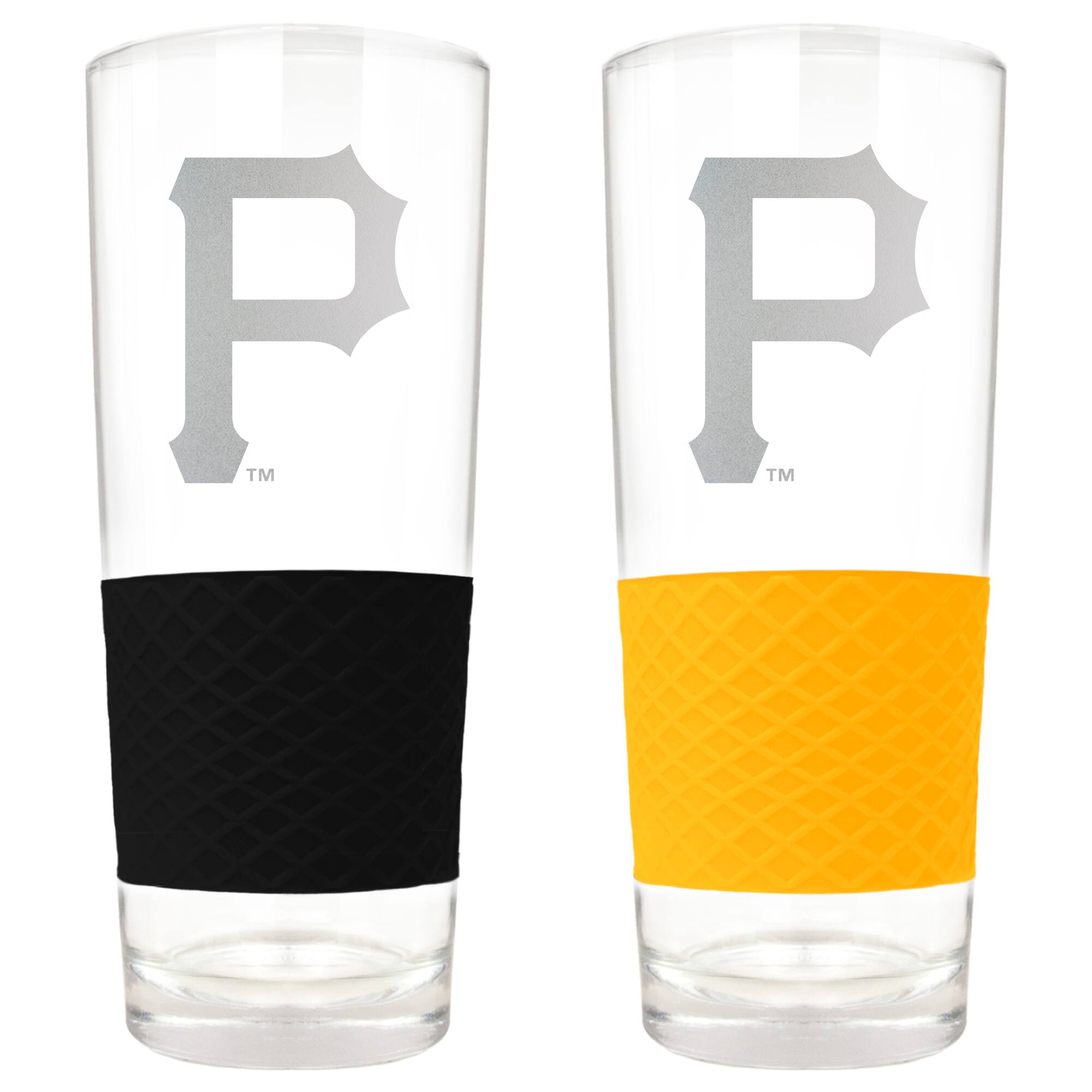 Front. Great American Products - Pittsburgh Pirates 22oz. Logo Score Pint Glass Two-Piece Set - Multicolor.