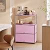 Front. Malletson - Modern 3-Tier Modular Metal Sideboard, Storage Cabinet with 2 Drop-Down Doors for Home Office & Coffee Bar - Pink.