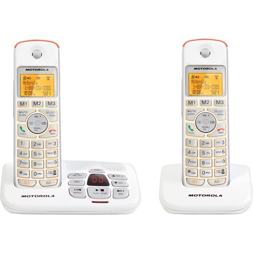  Motorola - Digital Cordless Phone with Answering System and 2-handsets - White