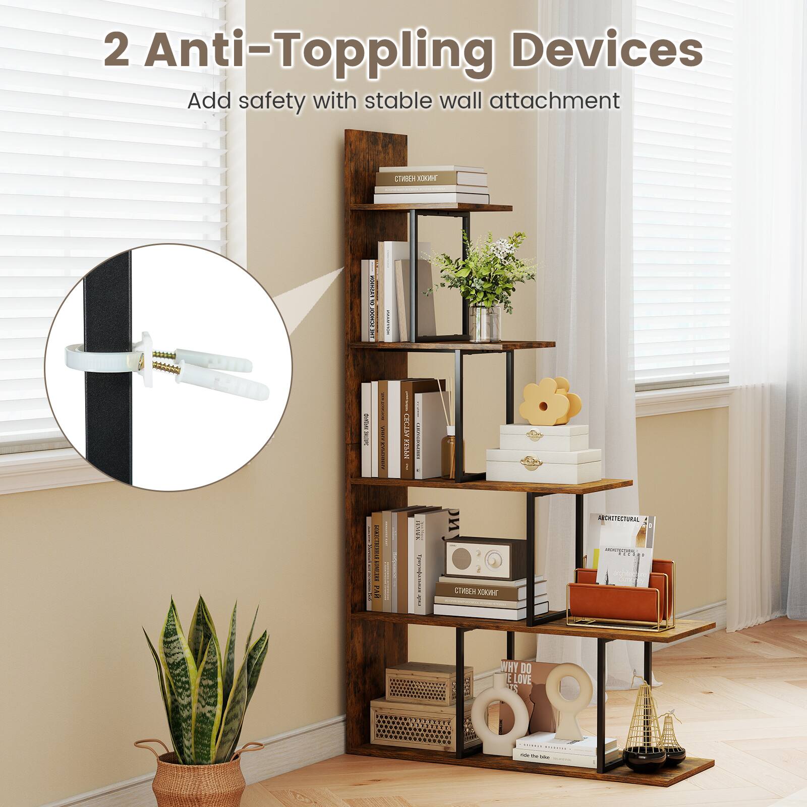 2 Anti-Topping Devices  
Add safety with stable wall attachment