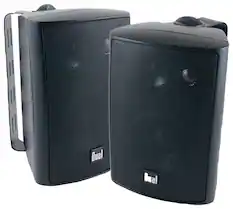Front. Dual - 4" 3-Way Indoor/Outdoor Loudspeakers (Pair) - Black.