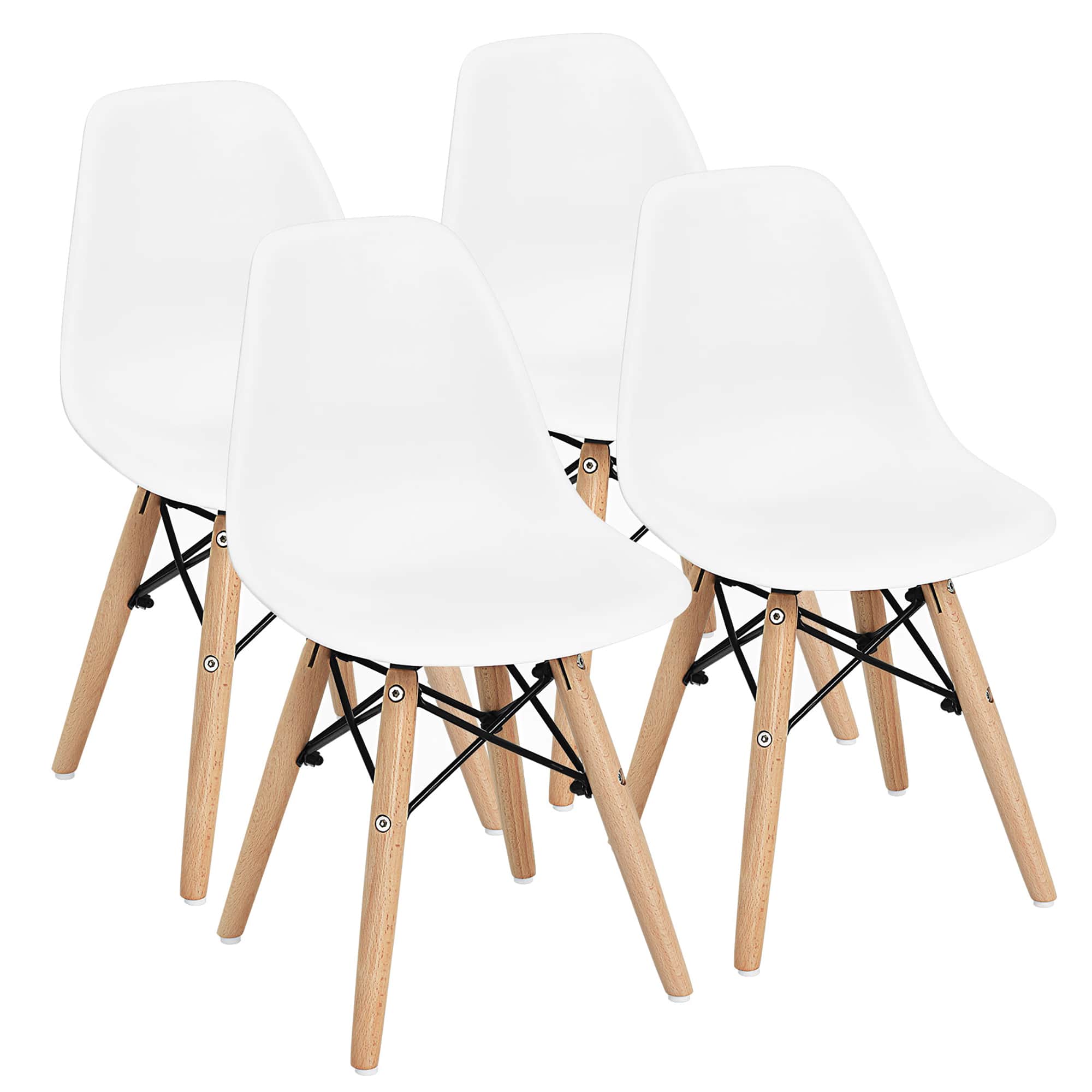 Costway - 4 PCS Kids Chair Set Mid-Century Modern Style Dining Chairs w/ Wood Legs - White price history on PriceWatchPro