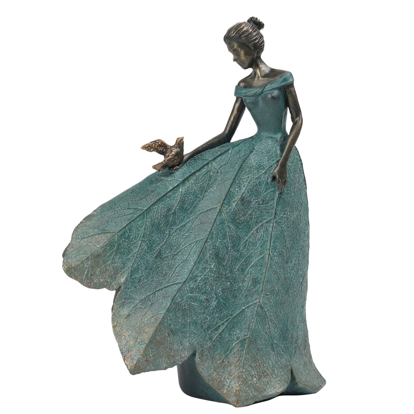 Front. Alchemy Casas - Fairy Statue Collection Home Decoration - Leaf Angel With Dragonfly Decor For Outside Or Inside Rustic Garden.