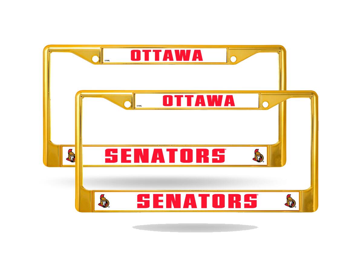 Ottawa Senators Gold Painted Chrome Metal License Plate Frame - Set of 2 Frames