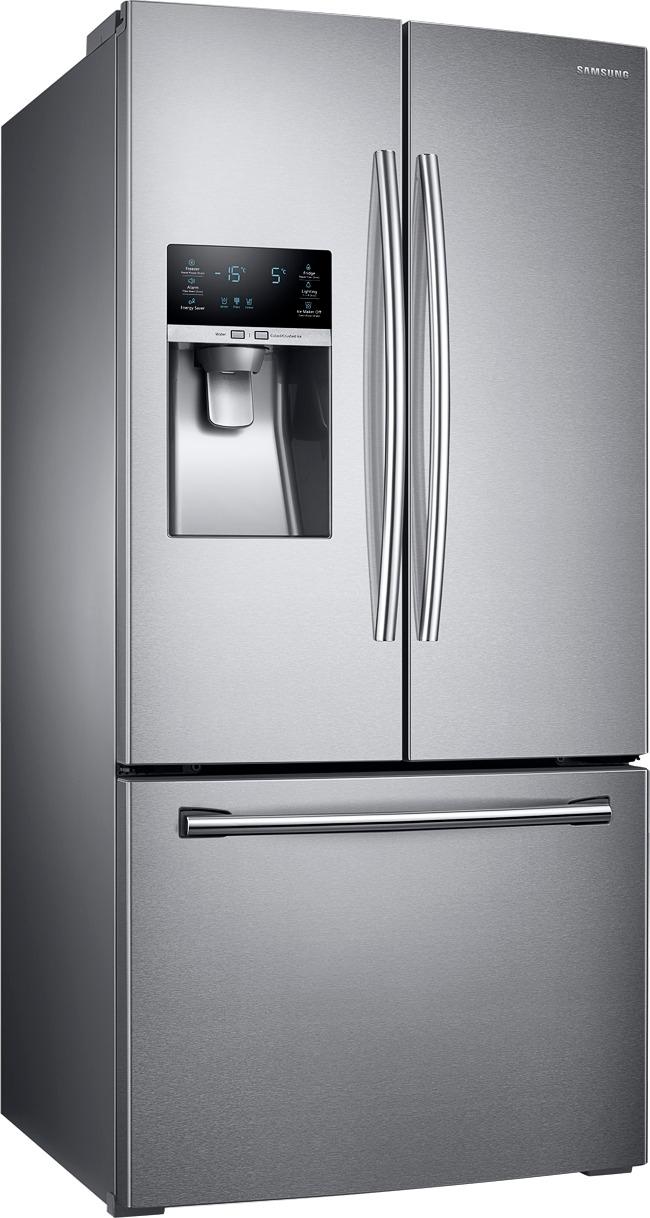 Angle View: Samsung RF26J7500SR 26 Cu. Ft. Stainless French Door Refrigerator