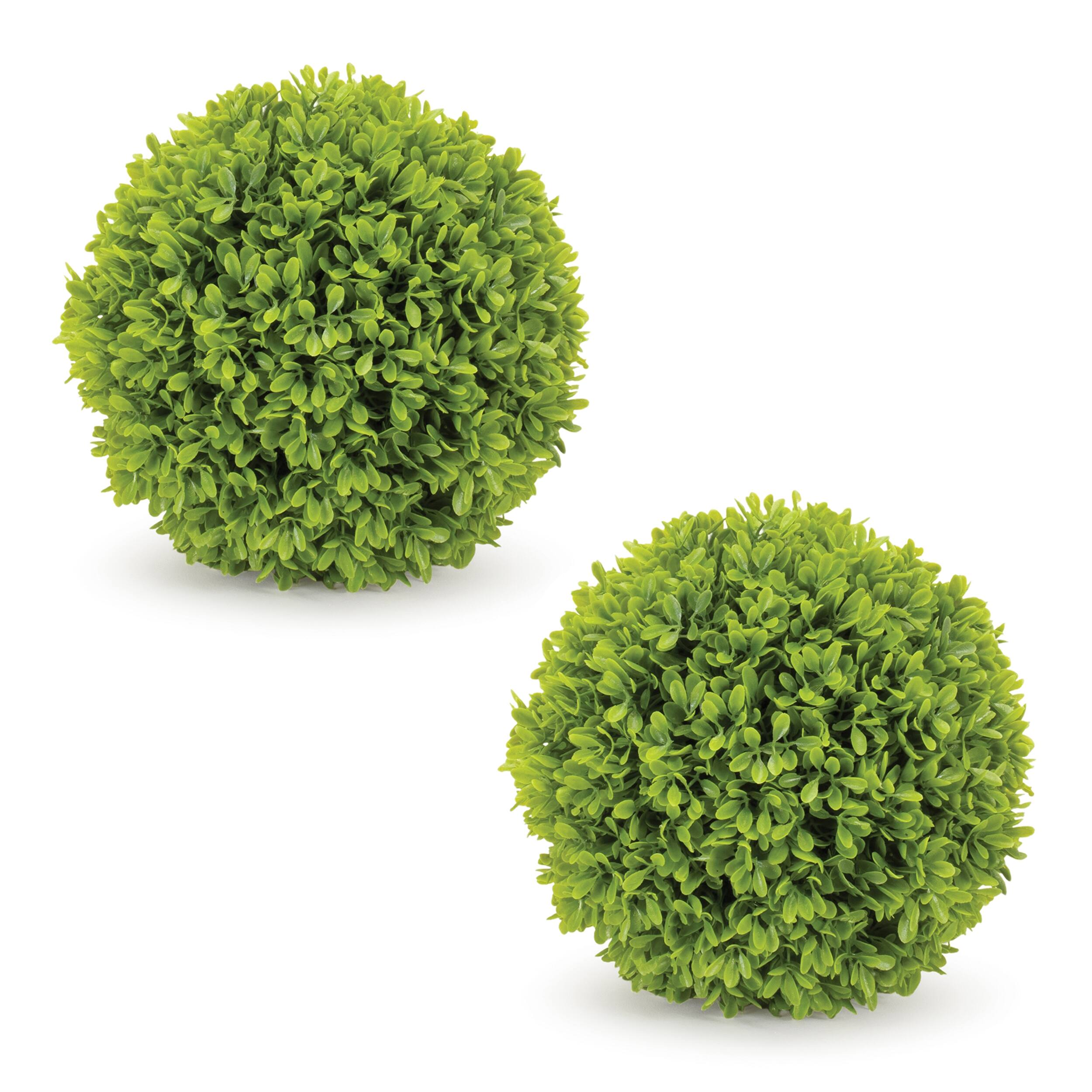 Left. BreeBe - Boxwood Foliage Orb (Set of 2) - Green.