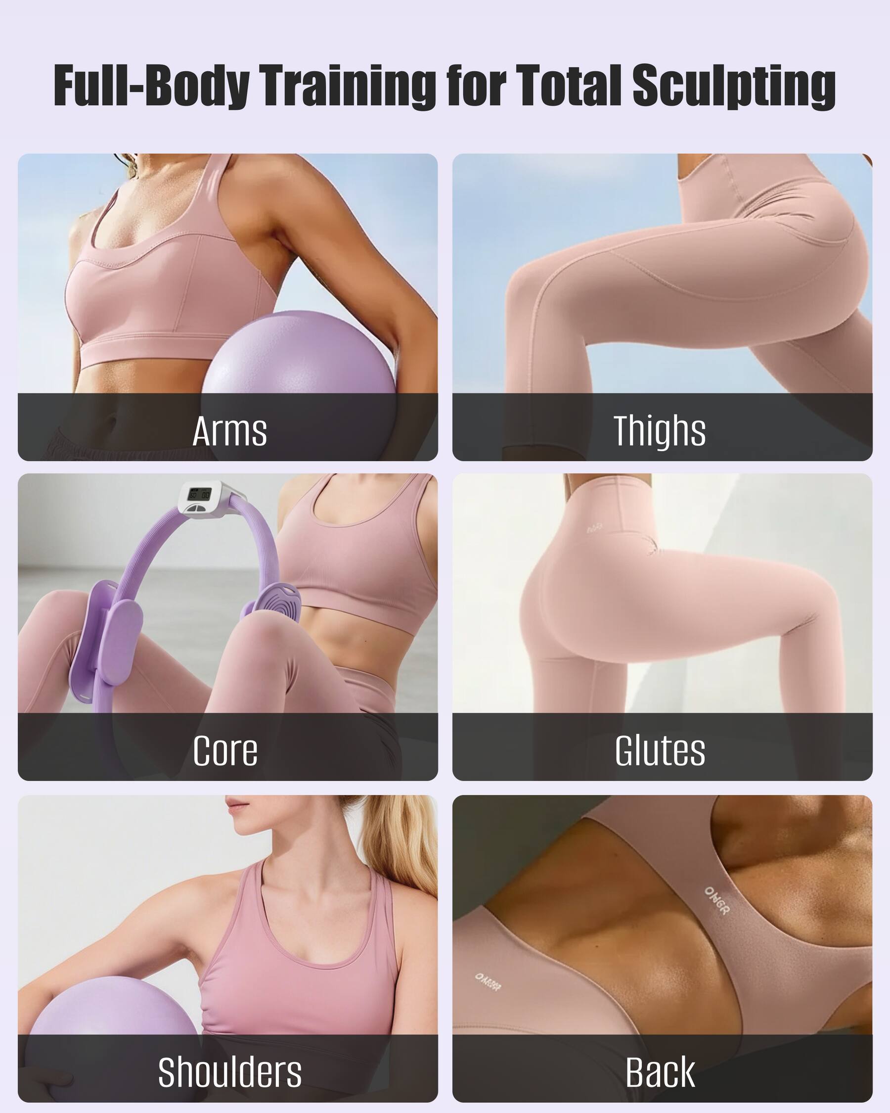 Full-Body Training for Total Sculpting

- Arms
- Thighs
- Core
- Glutes
- Shoulders
- Back