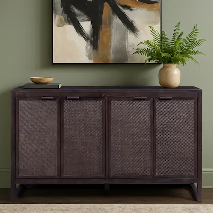 Front. Teamson Home - Teamson Home Hatteras Sideboard with 4 Doors, Espresso - Black.