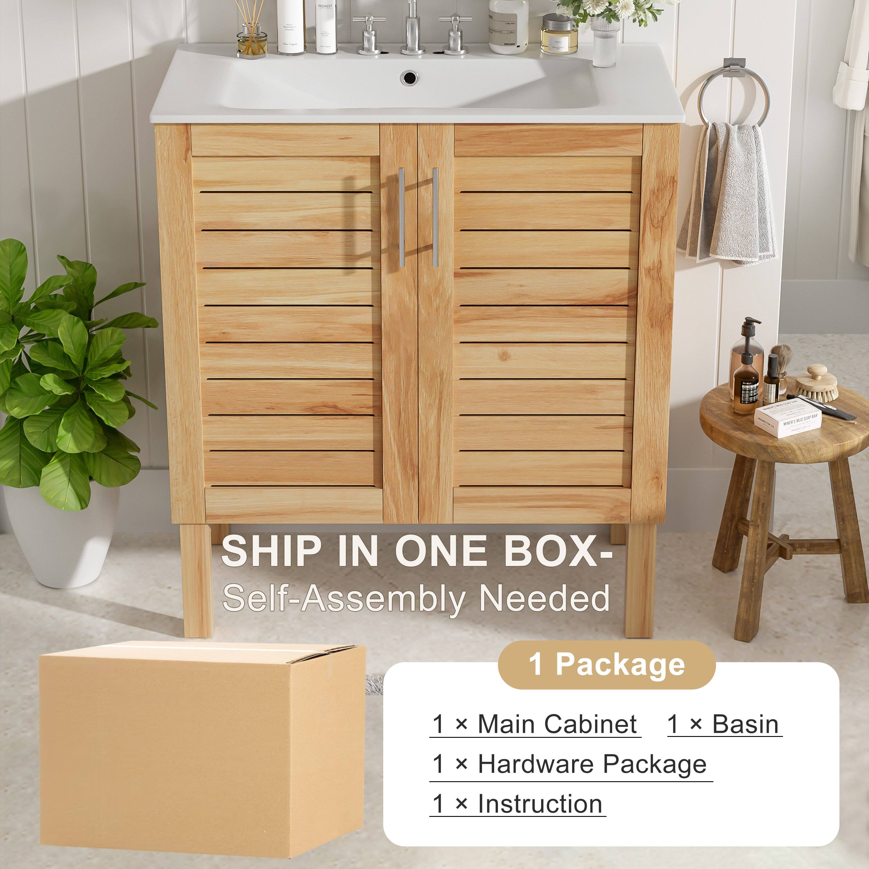 SHIP IN ONE BOX-  
Self-Assembly Needed  

1 Package  
1 x Main Cabinet  
1 x Basin  
1 x Hardware Package  
1 x Instruction
