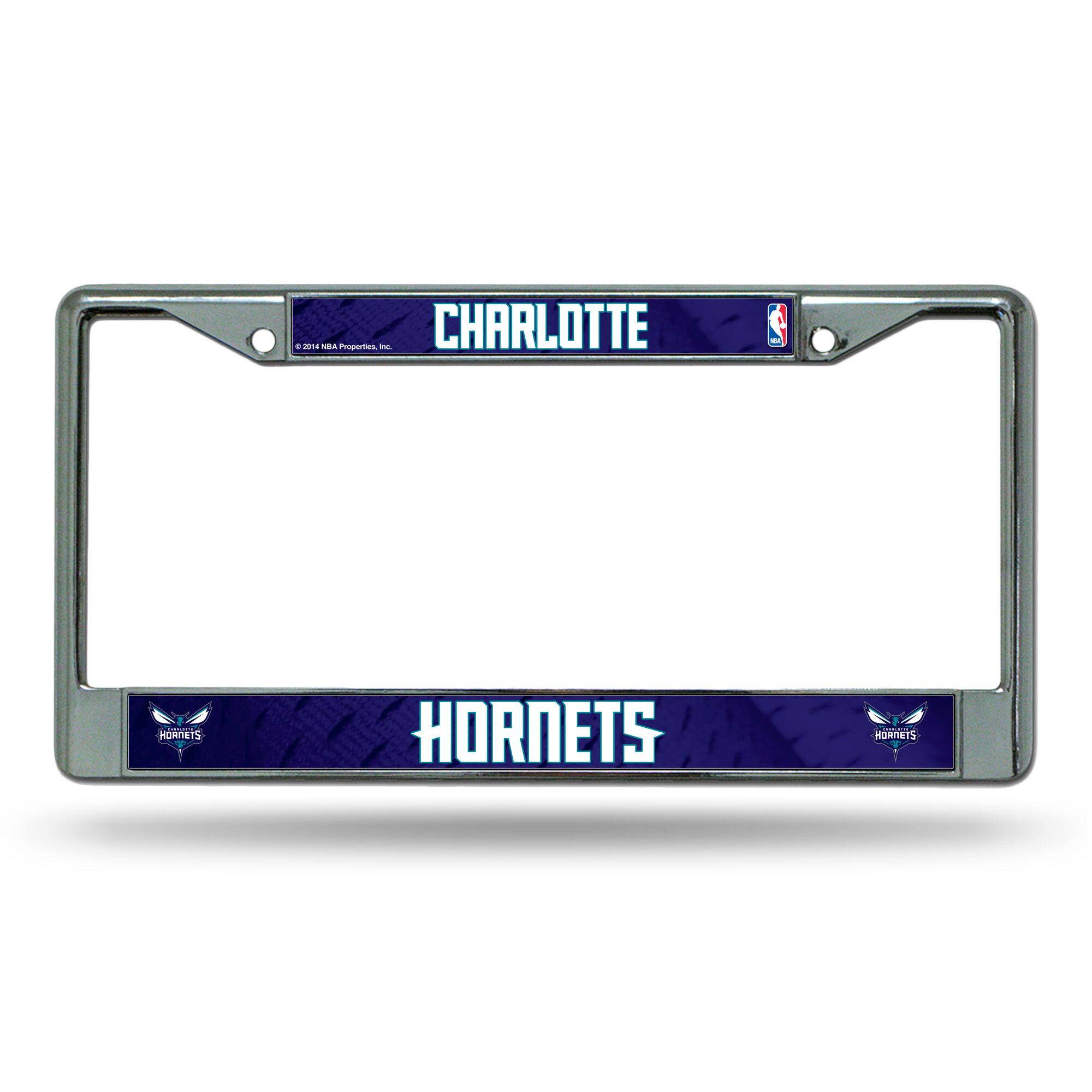 Charlotte Hornets - 12" x 6" Standard Size - Chrome Metal License Plate Frame