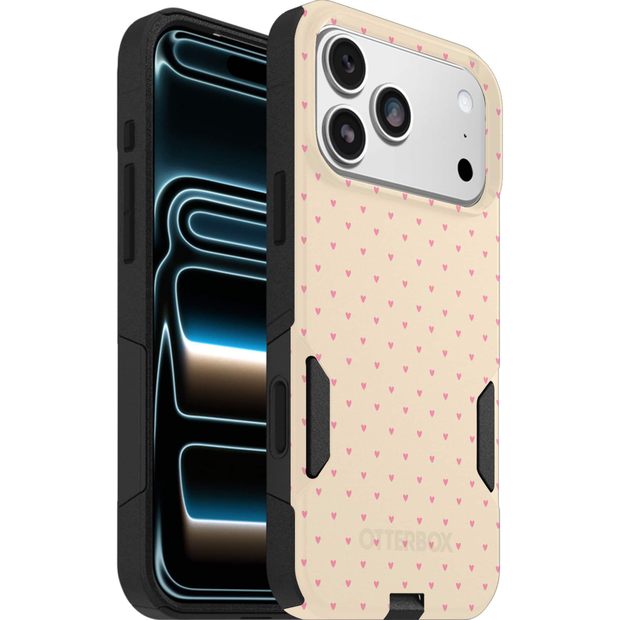 OtterBox - Artist Edition MagSafe Commuter Series Case for iPhone 17 Pro Max - Sandstone Pink Hearts