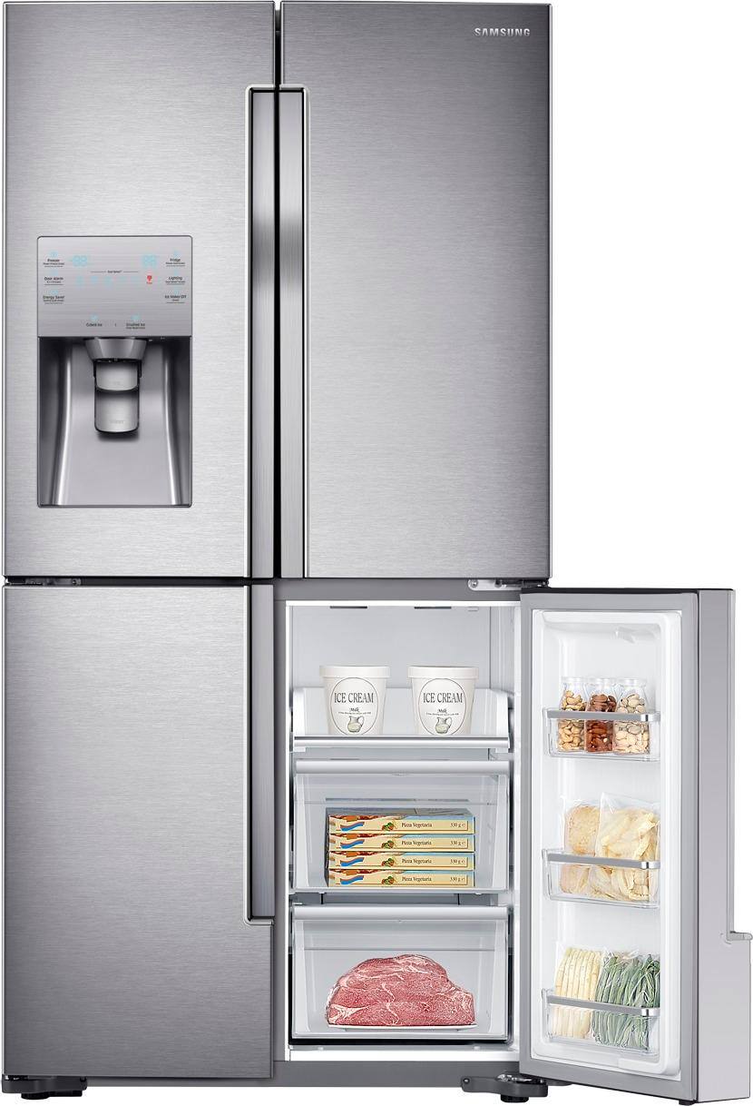 Alt View 11. Samsung - 23 cu. ft. Counter Depth 4-Door with Cool Select Plus Fingerprint Resistant Refrigerator - Stainless Steel.