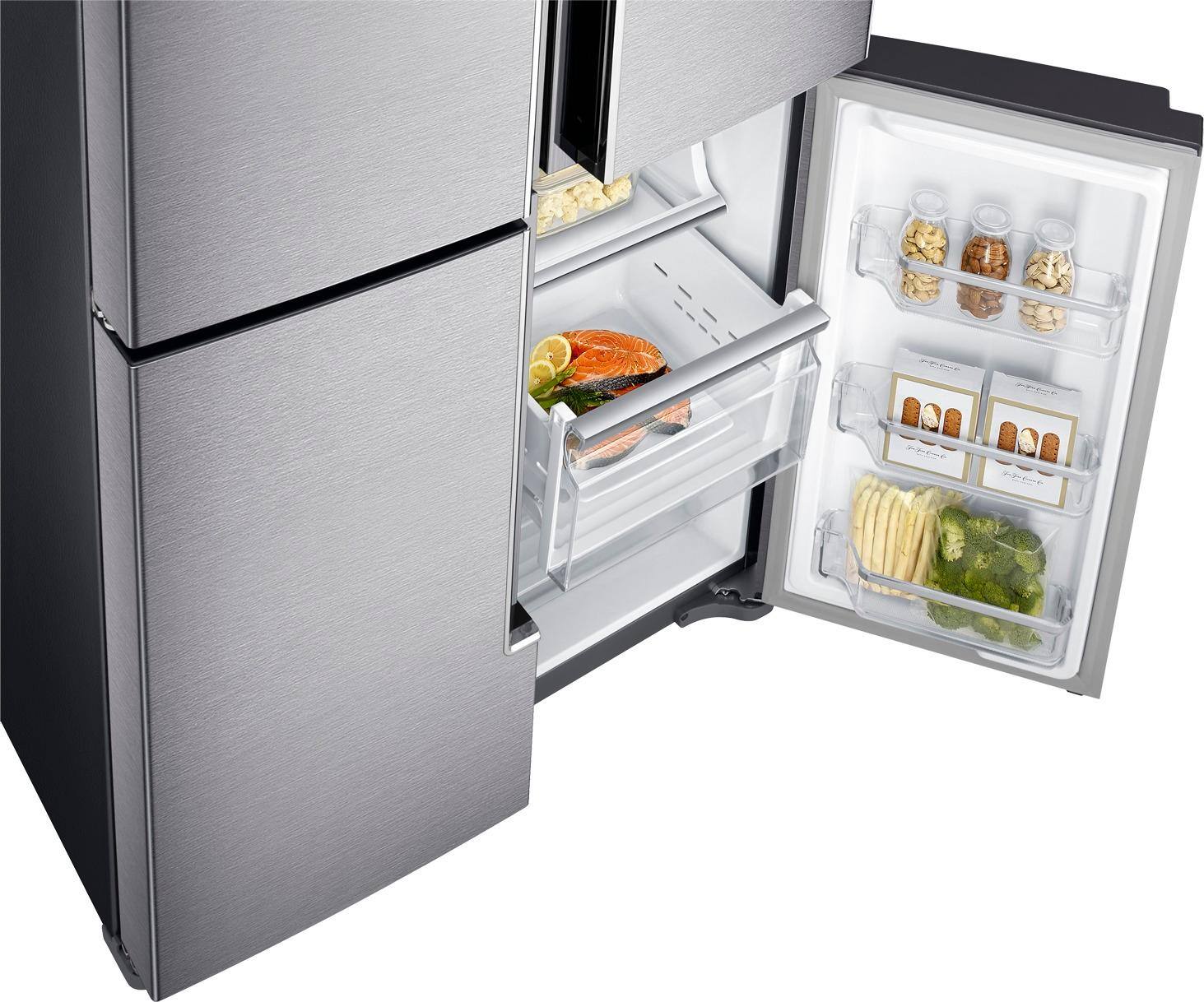 Alt View 13. Samsung - 23 cu. ft. Counter Depth 4-Door with Cool Select Plus Fingerprint Resistant Refrigerator - Stainless Steel.